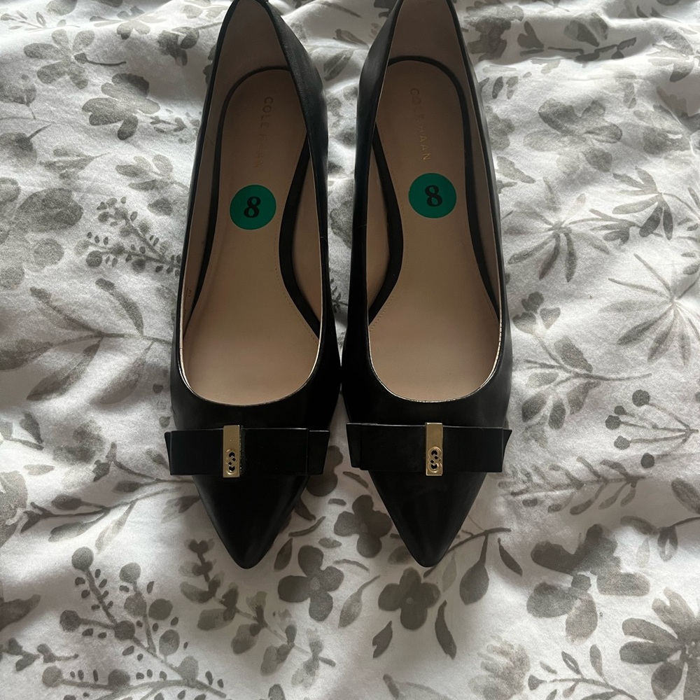 Cole Haan Elegant Black Bow Flats